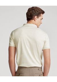 Ralph Lauren - RALPH LAUREN - Beżowa koszulka polo Custom Slim Fit. Typ kołnierza: polo. Kolor: beżowy. Materiał: bawełna, prążkowany, tkanina. Wzór: haft #3