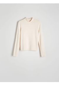 Reserved - Sweter z wiskozą - kremowy. Kolor: kremowy. Materiał: wiskoza #1