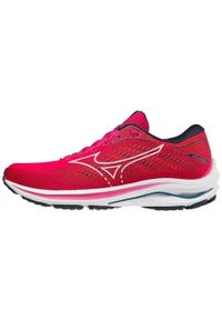 Buty do biegania damskie Mizuno Wave Rider 25. Kolor: czerwony, różowy, wielokolorowy. Materiał: guma, syntetyk, tkanina, materiał. Model: Mizuno Wave