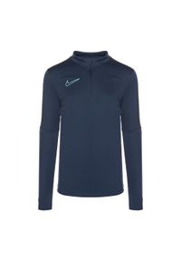 Longsleeve piłkarski dziecięcy Nike Dri-Fit Academy23. Kolor: niebieski. Długość rękawa: długi rękaw. Technologia: Dri-Fit (Nike). Sport: piłka nożna