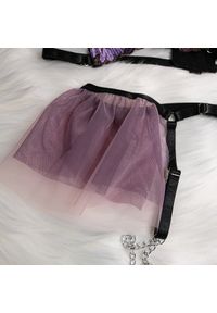 Intica - Komplet bielizny z haftem i łańcuszkiem Vanesa. Kolor: fioletowy. Materiał: materiał. Wzór: haft #2