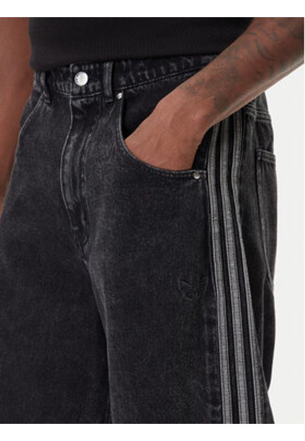 Adidas - adidas Szorty jeansowe adicolor Denim Firebird JC6719 Czarny Loose Fit. Kolor: czarny. Materiał: bawełna