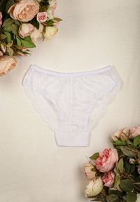Renee - Białe Majtki Figi z Koronką z Tyłu Katriele. Kolor: biały. Materiał: koronka. Wzór: koronka