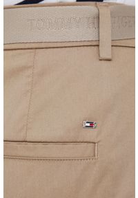 TOMMY HILFIGER - Tommy Hilfiger spodnie damskie kolor beżowy fason chinos high waist. Stan: podwyższony. Kolor: beżowy. Materiał: tkanina