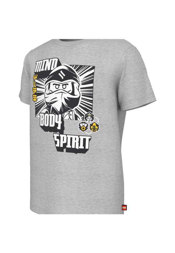Koszulka bawełniana dziecięca LEGO Ninjago TAYLOR 107. Kolor: szary. Materiał: bawełna