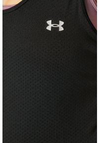 Under Armour top treningowy kolor czarny. Kolor: czarny. Materiał: skóra, dzianina, materiał, włókno. Wzór: gładki #2