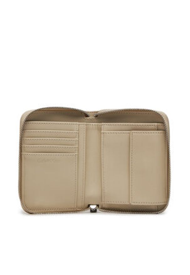 Calvin Klein Duży Portfel Damski Quilt K60K611783 Beżowy. Kolor: beżowy. Materiał: skóra