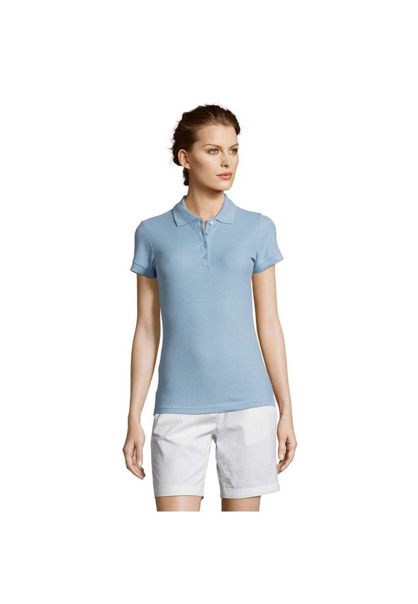 SOL'S - Damska Koszulka Polo People. Typ kołnierza: polo. Kolor: niebieski