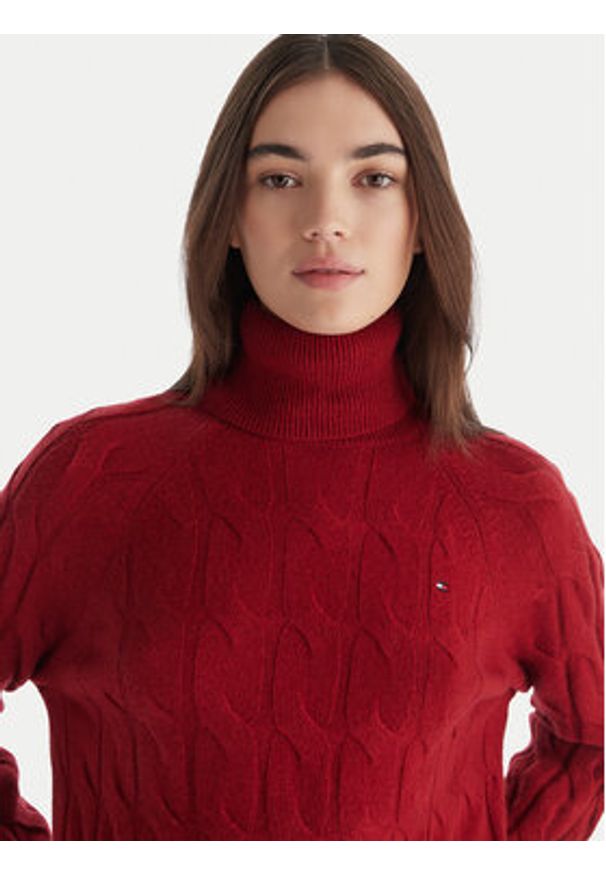 TOMMY HILFIGER - Tommy Hilfiger Golf WW0WW46791 Czerwony Regular Fit. Typ kołnierza: golf. Kolor: czerwony. Materiał: wełna