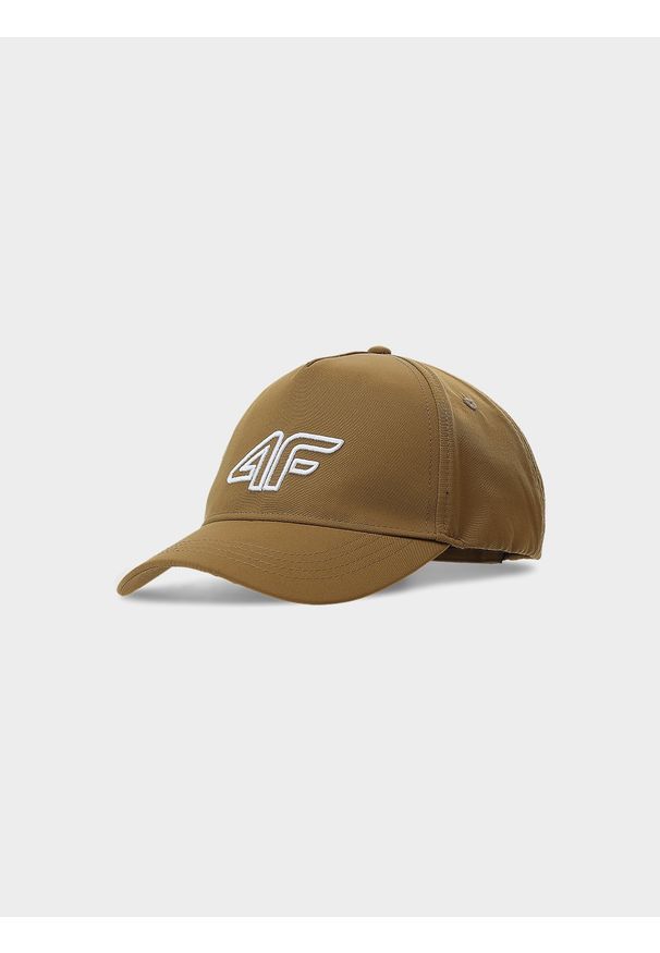 4f - 4F Czapka z daszkiem strapback męska - brązowa L. Kolor: brązowy. Wzór: haft