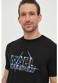 Karl Lagerfeld t-shirt męski kolor czarny z nadrukiem. Kolor: czarny. Materiał: materiał. Wzór: nadruk #3