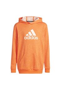 Adidas - Bluza adidas Future Icons Badge Of Sport Hooded Sweatshirt HP0904 - pomarańczowa. Okazja: na co dzień. Typ kołnierza: kaptur. Kolor: pomarańczowy. Materiał: bawełna, wiskoza, poliester, materiał. Styl: sportowy