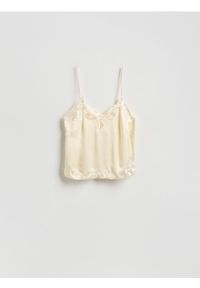 Reserved - Satynowy top z wiskozy - złamana biel. Materiał: wiskoza, satyna #1