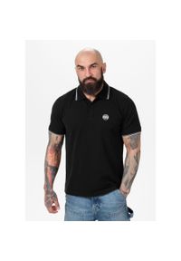 PITBULL - Koszulka męska Pitbull Polo Pique Stripes Regular. Typ kołnierza: polo. Kolor: czarny. Materiał: bawełna. Styl: klasyczny