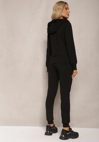 Renee - Czarny Komplet Dresowy Zasuwana Bluza z Kapturem i Proste Spodnie Junine. Kolor: czarny. Materiał: dresówka