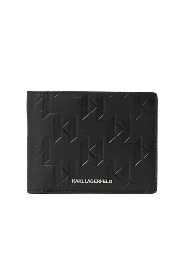 Karl Lagerfeld - KARL LAGERFELD Czarny portfel skórzany Loom Bifold. Kolor: czarny. Materiał: skóra