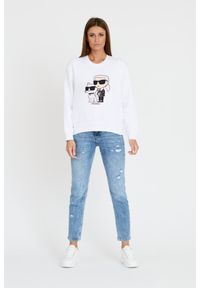 Karl Lagerfeld - KARL LAGERFELD Biała bluza damska Ikonik 2.0, Rozmiar L. Kolor: biały. Materiał: bawełna #4