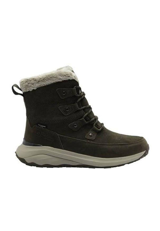 Buty trekkingowe damskie Jack Wolfskin 40598515719. Kolor: brązowy. Materiał: skóra, guma, tkanina. Szerokość cholewki: normalna. Styl: sportowy