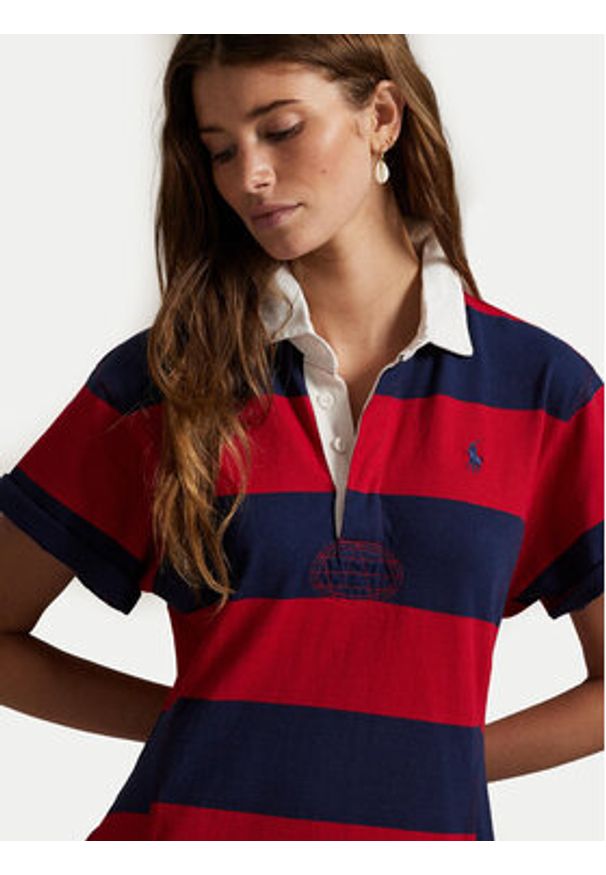 Polo Ralph Lauren Sukienka codzienna 211971761001 Czerwony Regular Fit. Okazja: na co dzień. Typ kołnierza: polo. Kolor: czerwony. Materiał: bawełna. Typ sukienki: proste. Styl: casual