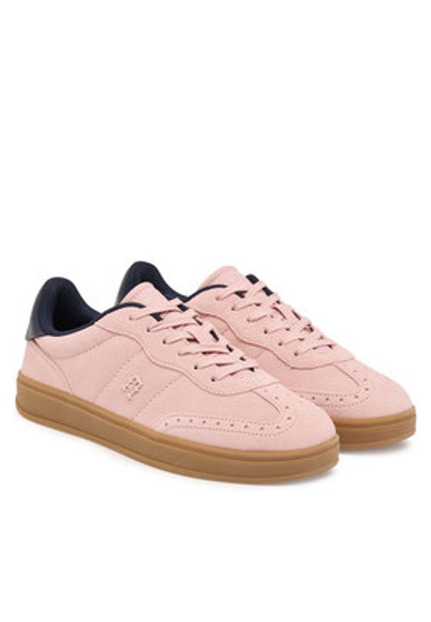 TOMMY HILFIGER - Tommy Hilfiger Sneakersy Heritage FW0FW08822 Różowy. Kolor: różowy. Materiał: skóra, zamsz