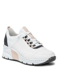 Sneakersy Rieker N6359-80 Weiss. Kolor: biały. Materiał: skóra