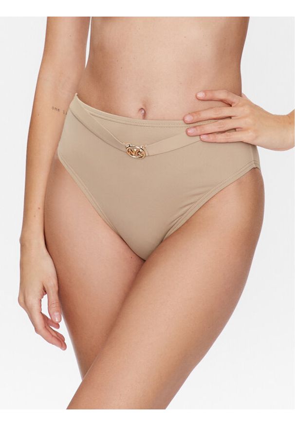 MICHAEL Michael Kors Dół od bikini Solids Belted MM2F586 Beżowy. Kolor: beżowy. Materiał: syntetyk