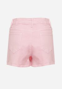 Born2be - Różowe Spódnico-Szorty Jeansowe z Bawełny Zapinane na Guziki Nellmira. Stan: podwyższony. Kolor: różowy. Materiał: jeans, bawełna. Długość: krótkie #4