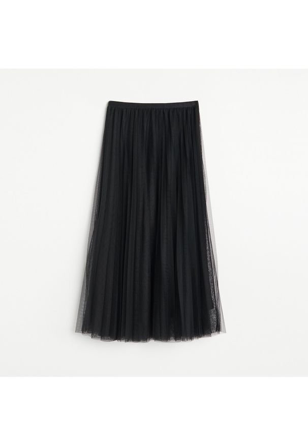 Reserved - Plisowana spódnica midi - Khaki. Kolor: brązowy