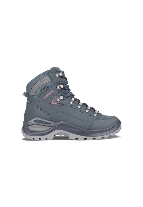 Buty trekkingowe damskie Lowa Renegade Evo Mid Gtx. Wysokość cholewki: za kostkę. Zapięcie: sznurówki. Kolor: niebieski. Materiał: skóra. Szerokość cholewki: normalna