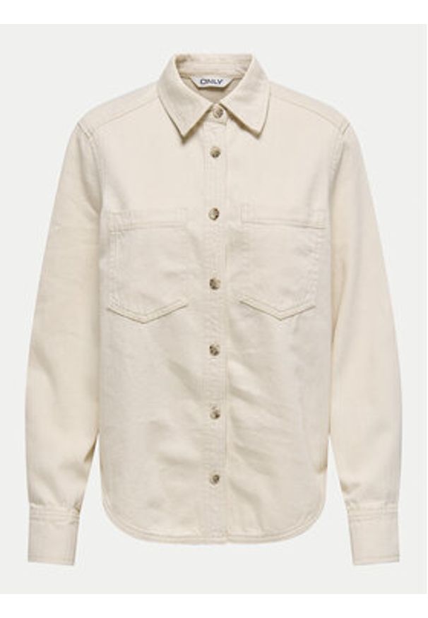 only - ONLY Koszula jeansowa Silla 15338783 Écru Slim Fit. Materiał: bawełna
