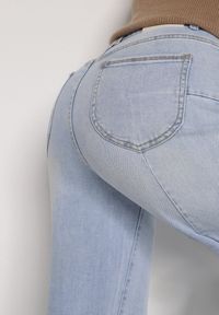 Born2be - Niebieskie Szerokie Jeansy z Wysokim Stanem Przeszyciami i Imitacją Kieszeni Tanila. Okazja: na co dzień, do pracy, na spotkanie biznesowe. Stan: podwyższony. Kolor: niebieski. Styl: biznesowy, klasyczny, casual, elegancki #3