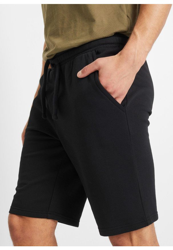 bonprix - Bermudy dresowe. Kolor: czarny. Materiał: dresówka
