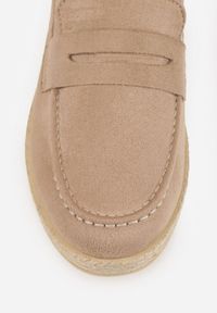 Renee - Ciemnobeżowe Mokasyny z Plecionką w Stylu Boho Galenatea. Okazja: na co dzień, do pracy. Kolor: beżowy. Materiał: jeans. Wzór: aplikacja. Sezon: lato. Styl: boho #6