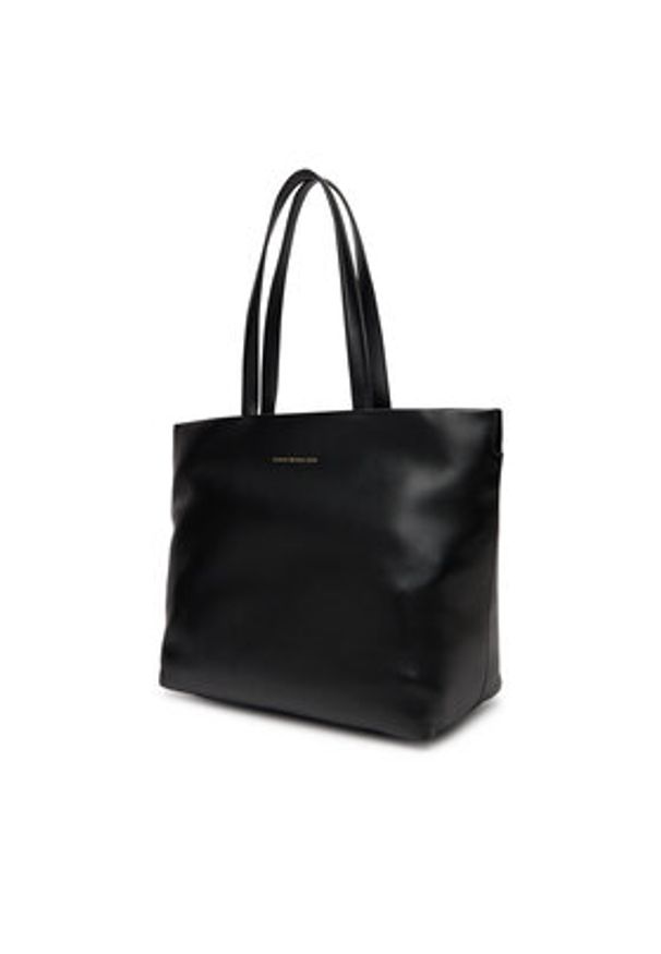 TOMMY HILFIGER - Tommy Hilfiger Torebka Th Logotape Tote AW0AW17693 Czarny. Kolor: czarny. Materiał: skórzane