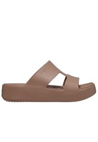 Klapki damskie Crocs Getaway Platform H-Strap 209409-2Q9 - brązowe. Kolor: brązowy. Sezon: lato. Obcas: na platformie. Styl: klasyczny #1