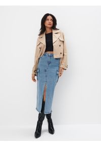 Mohito - Jeansowa spódnica midi - Niebieski. Kolor: niebieski. Materiał: jeans #2