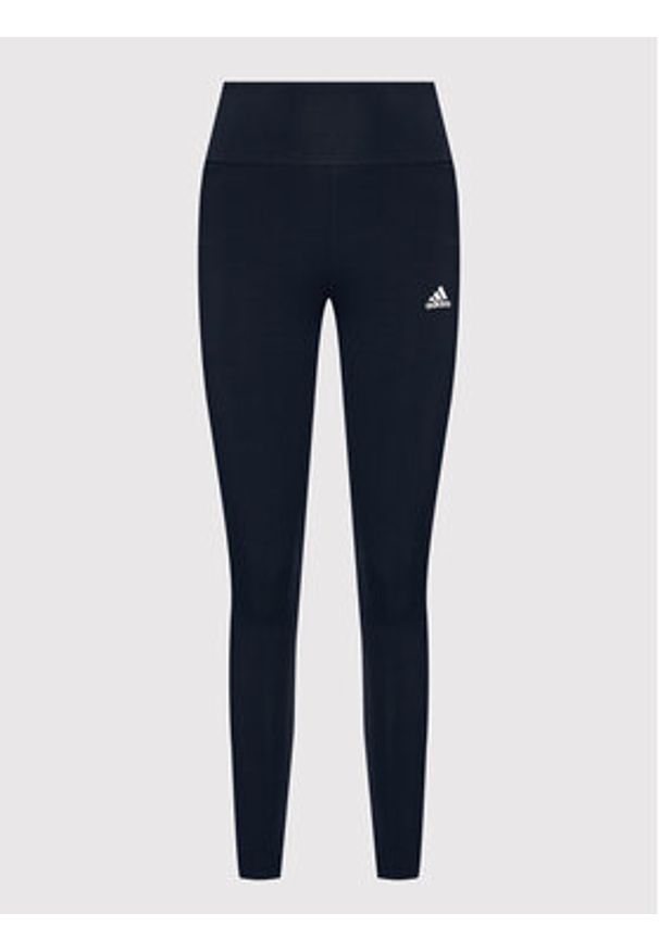 Adidas - adidas Legginsy Essentials Logo H07781 Granatowy Extra Slim Fit. Kolor: niebieski. Materiał: bawełna