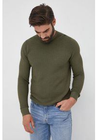 Sisley sweter bawełniany męski kolor zielony lekki. Okazja: na co dzień. Kolor: zielony. Materiał: bawełna. Długość rękawa: długi rękaw. Długość: długie. Styl: casual