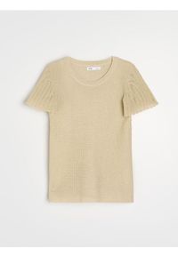 Sinsay - Swetrowa bluzka z metalizowaną nicią i wiskozą - złoty. Kolor: złoty. Materiał: wiskoza #1