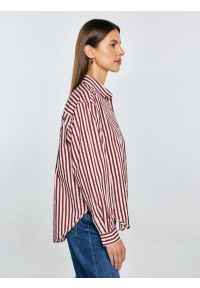 Big-Star - Koszula damska luźna w paski bordowo-kremowe Tina 604. Okazja: na co dzień. Kolor: czerwony. Materiał: tkanina, bawełna. Wzór: paski. Styl: casual, elegancki #6