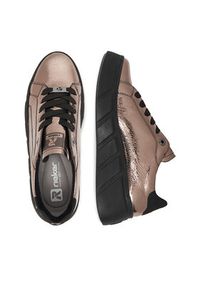 Rieker Sneakersy W2601-91 Złoty. Kolor: złoty. Materiał: skóra, lakier #4
