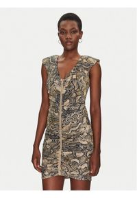 Just Cavalli Sukienka koktajlowa 78PAO949 Brązowy Slim Fit. Kolor: brązowy. Materiał: syntetyk. Styl: wizytowy #1