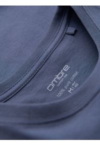 Ombre Clothing - T-shirt męski klasyczny bawełniany BASIC - niebieski denim V7 OM-TSBS-0236 - XXL. Okazja: na co dzień. Kolor: niebieski. Materiał: denim, bawełna. Styl: klasyczny #6