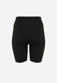 Born2be - Czarne Szorty Typu Kolarki z Gumką w Pasie Olifea. Okazja: na co dzień. Stan: podwyższony. Kolekcja: plus size. Kolor: czarny. Materiał: satyna. Styl: casual