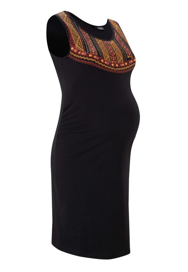 Sukienka ciążowa z bawełny organicznej bonprix czarny. Kolekcja: moda ciążowa. Kolor: czarny. Materiał: bawełna. Wzór: aplikacja
