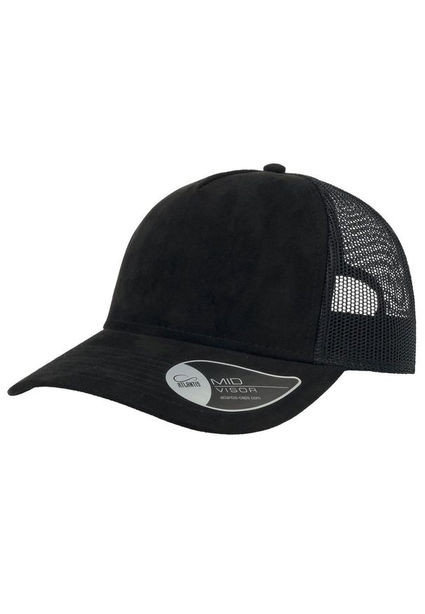 ATLANTIS - Rapper Faux Suede 5 Panel Trucker Cap. Kolor: czarny. Materiał: poliester