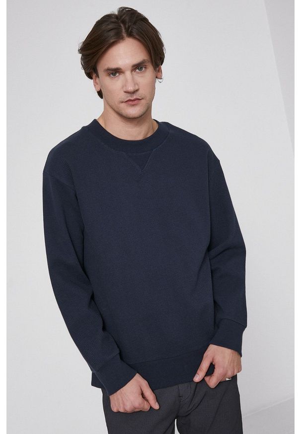 medicine - Medicine - Bluza bawełniana Basic. Okazja: na co dzień. Kolor: niebieski. Materiał: bawełna. Wzór: gładki. Styl: casual