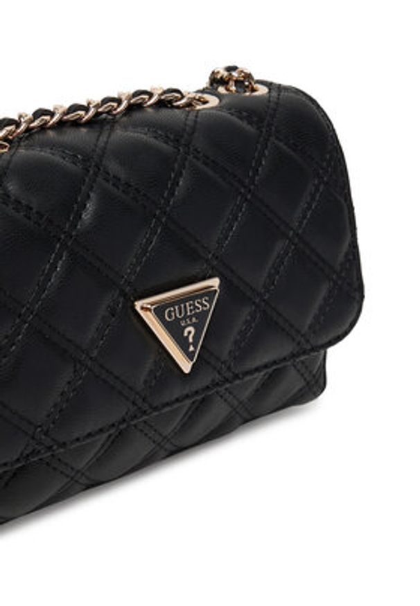 Guess Torebka Giully II Mini HWQG96 73740 Czarny. Kolor: czarny. Materiał: skórzane