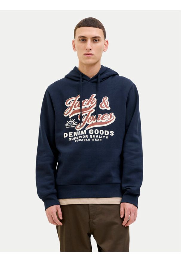 Jack & Jones Bluza Logo 12279649 Granatowy Regular Fit. Kolor: niebieski. Materiał: syntetyk