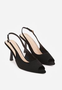 Renee - Czarne Sandały na Szpilce z Wycięciem na Palce i Odkrytą Piętą Zitissa. Zapięcie: sprzączka. Kolor: czarny. Sezon: wiosna. Obcas: na szpilce. Styl: elegancki. Wysokość obcasa: średni #2
